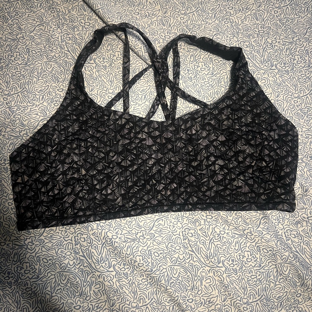 Black Geometric Patterned Crop Top